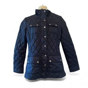 Banana Republic Puffer Quilted Utility Jacket Navy Blue Womens Size XS